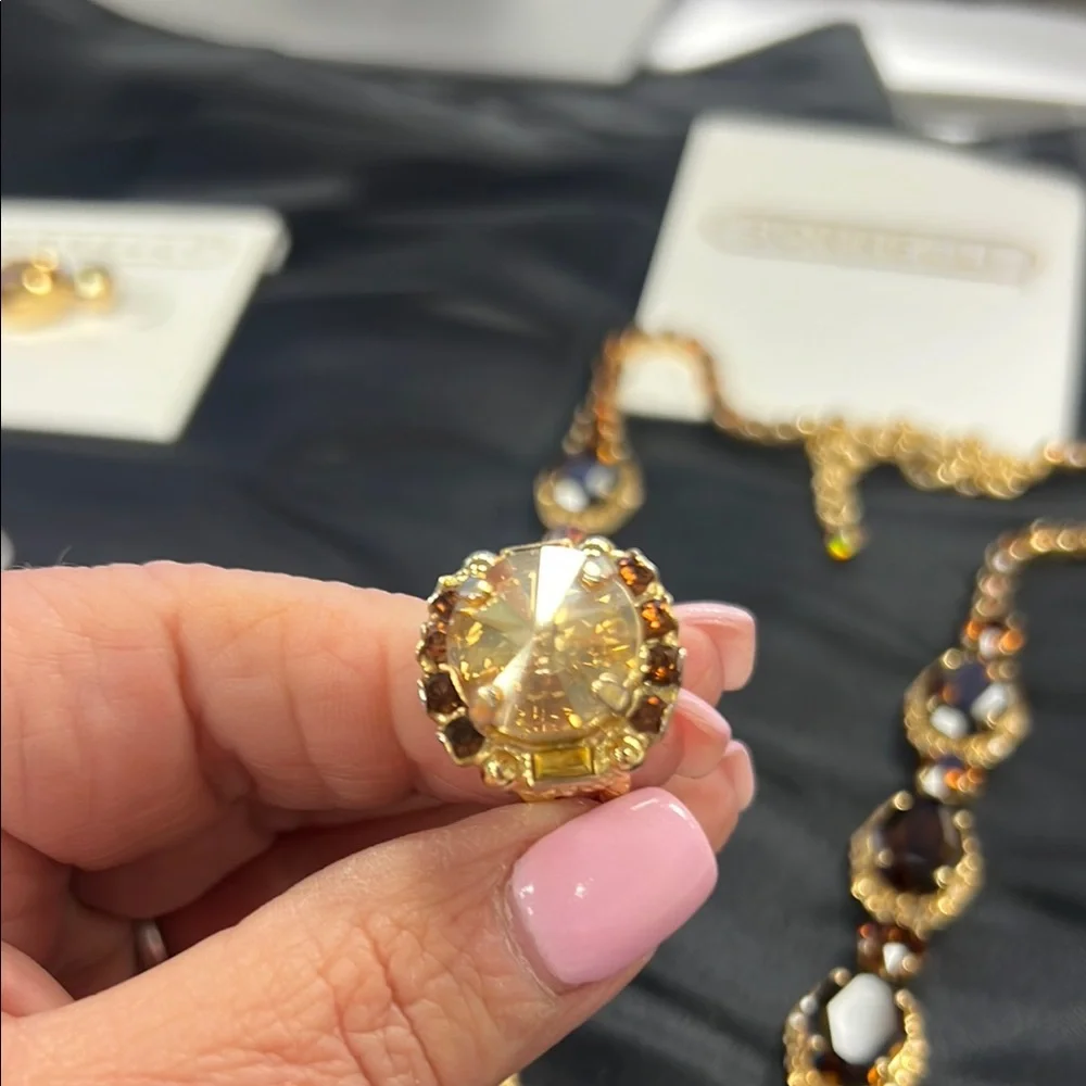 Sorrelli Gold and Brown Necklace with earrings and ring! - Picture 7 of 10